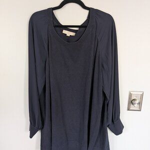 LOFT Plus Navy Blue Sweater with Sheer Sleeves 24/26